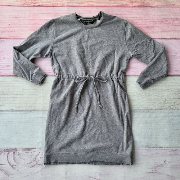 Norma Kamali Dresses & Skirts - Norma‎ Kamali Gray Long Sleeve Ribbed Drawstring Waist Sweatshirt Dress Size S